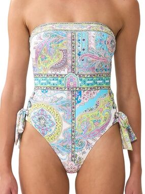 Camilla Women's Bandeau One Piece With Eyelet Tie Sides Magic Carpet Ride M NWT